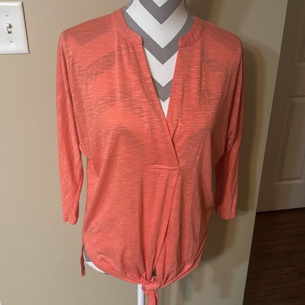 Coral Blouse with Front Waist Tie by Sunday in Brooklyn - Size XS